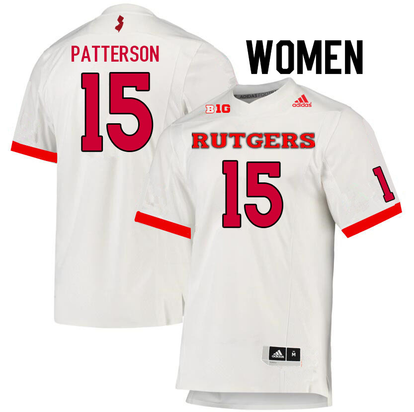 Women #15 Max Patterson Rutgers Scarlet Knights College Football Jerseys Sale-White - Click Image to Close